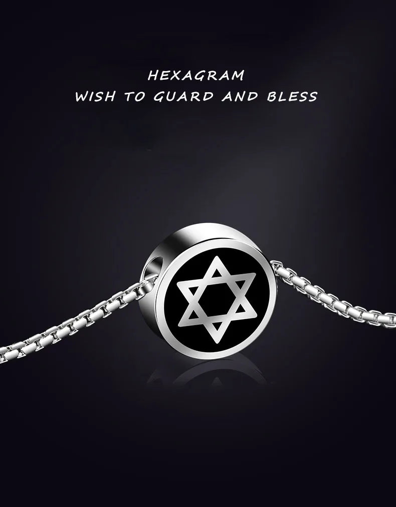 Necklaces for Men Women  Hip-Hop Personality Clavicle Chain, Six-Point Star Tungsten Couple Pendant Engraving