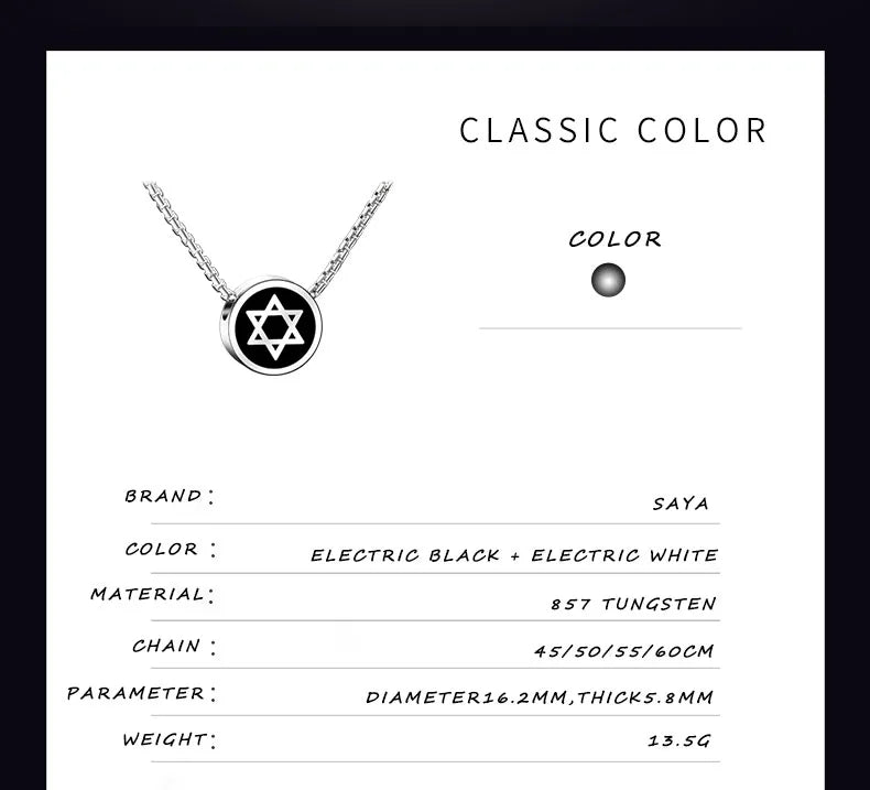 Necklaces for Men Women  Hip-Hop Personality Clavicle Chain, Six-Point Star Tungsten Couple Pendant Engraving