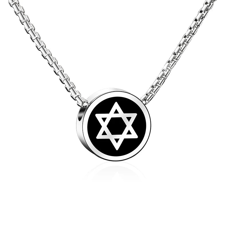 Necklaces for Men Women  Hip-Hop Personality Clavicle Chain, Six-Point Star Tungsten Couple Pendant Engraving