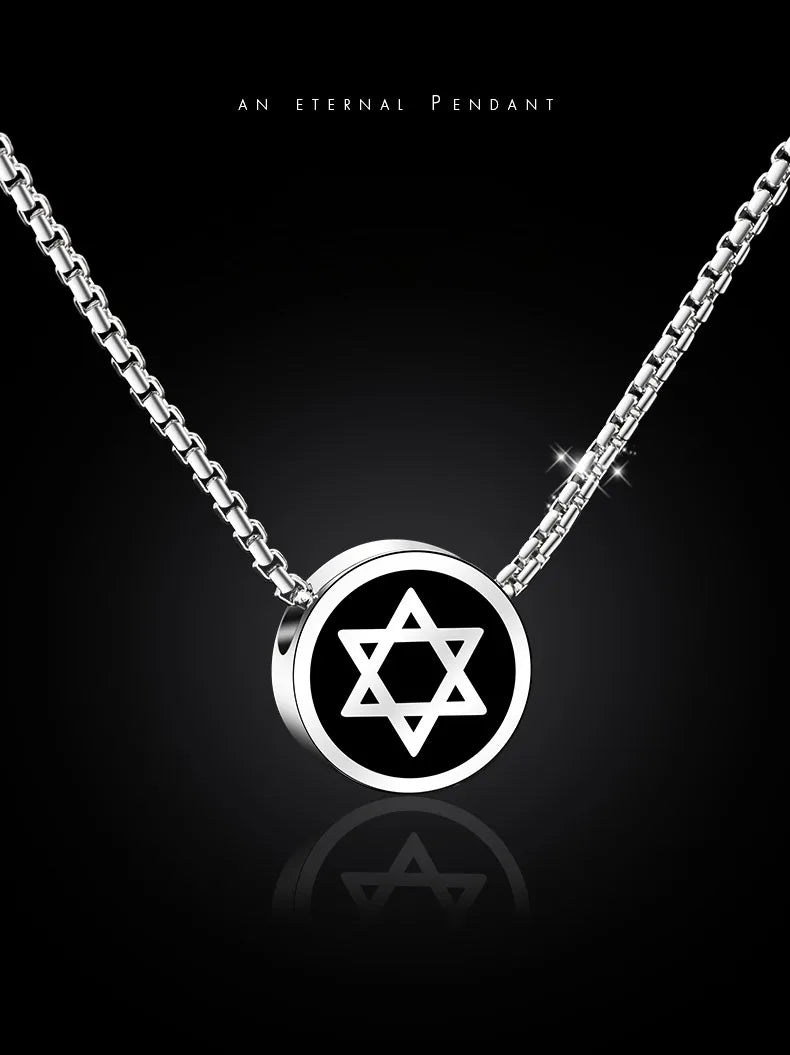 Necklaces for Men Women  Hip-Hop Personality Clavicle Chain, Six-Point Star Tungsten Couple Pendant Engraving