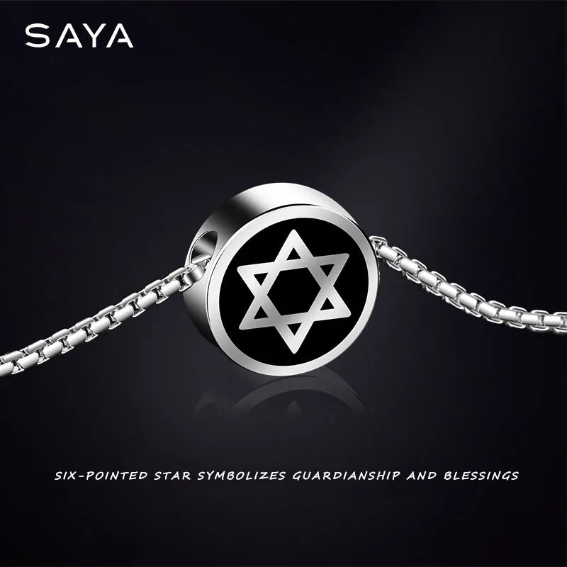 Necklaces for Men Women  Hip-Hop Personality Clavicle Chain, Six-Point Star Tungsten Couple Pendant Engraving