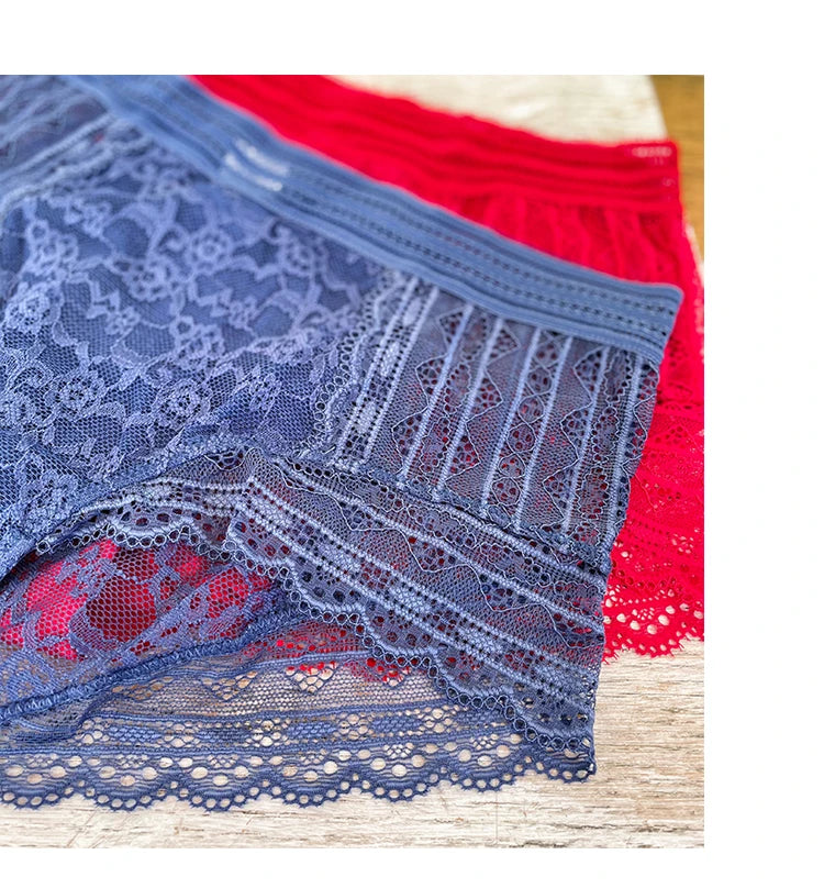 Panties Sexy Flower Embroidered Transparent Lace Women's Underwear Thin High Waist Hollow Out Panties Plus Size Seamless Briefs