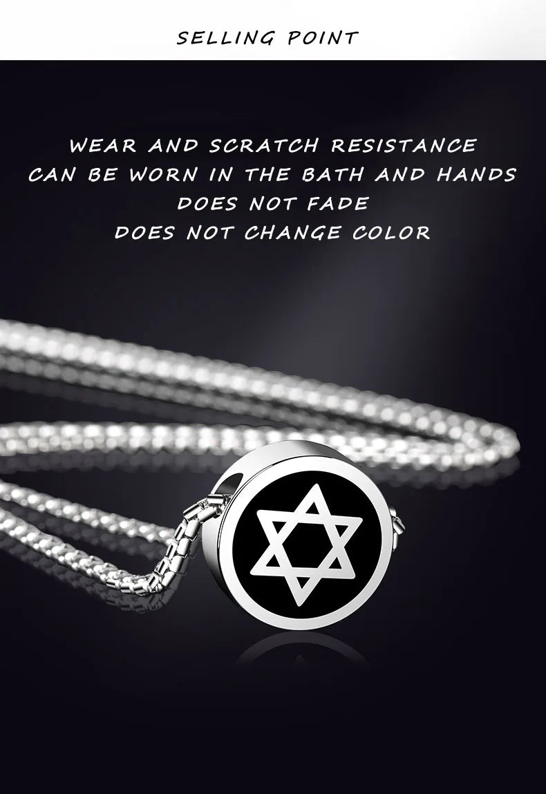 Necklaces for Men Women  Hip-Hop Personality Clavicle Chain, Six-Point Star Tungsten Couple Pendant Engraving