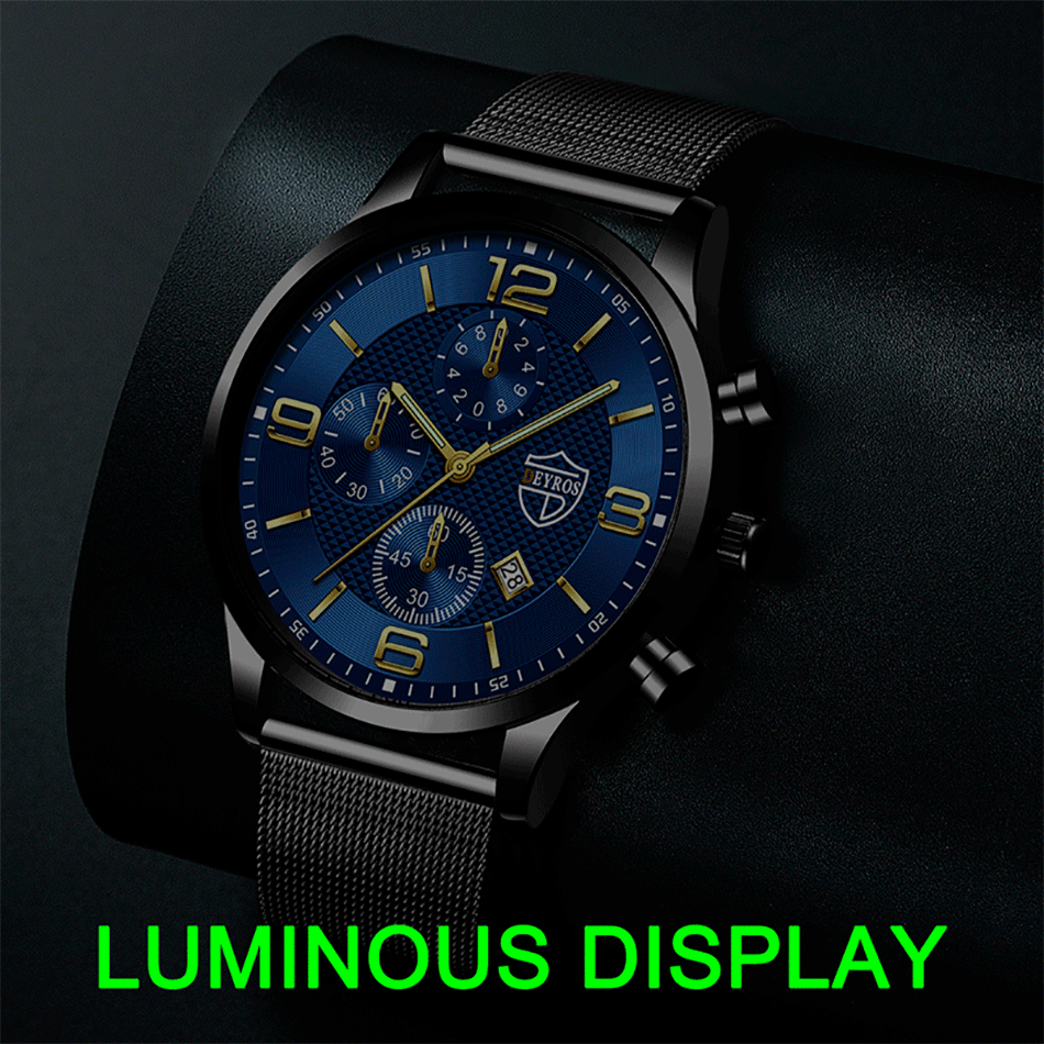 Fashion Mens Watches Luxury Stainless Steel Mesh Belt Quartz Wrist Watch Men Business Casual Leather Watch relogio masculino