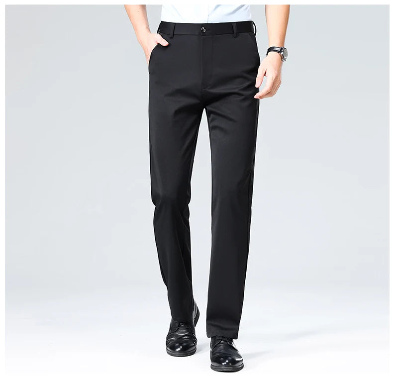 Mens Formal Dress Pants  Business Casual Suit Pants Black Navy Elastic Wrinkle Resistant  Long Pants Daily Work Pants
