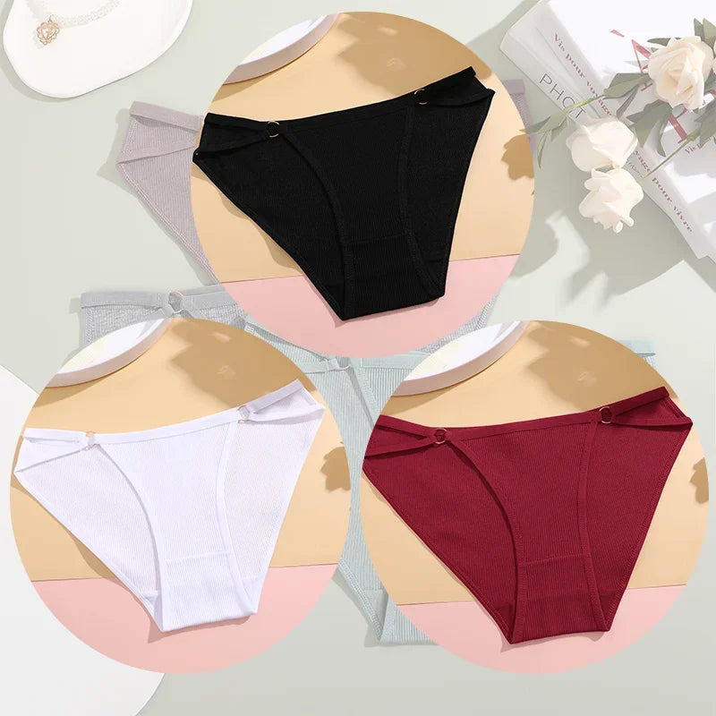3PCS Women's Panties Sexy Breathable Underwear Comfortable Lingerie Cotton Striped Briefs Fashion Cozy Underpants Sale