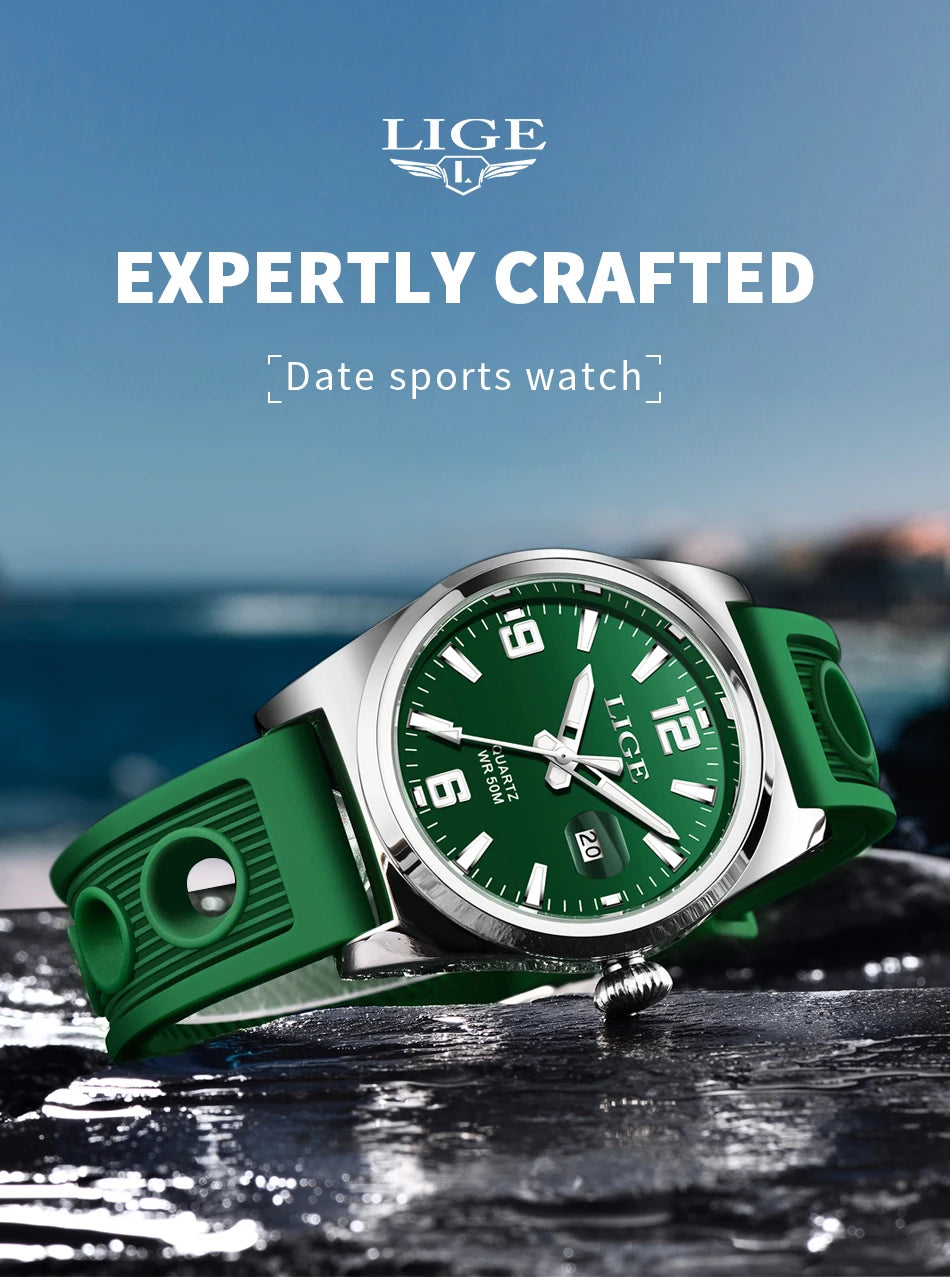 LIGE Luxury Watch Business Waterproof Male Clock Luminous Date Square Quartz Men Watch Montre Pour Hommes reloj hombre +Box