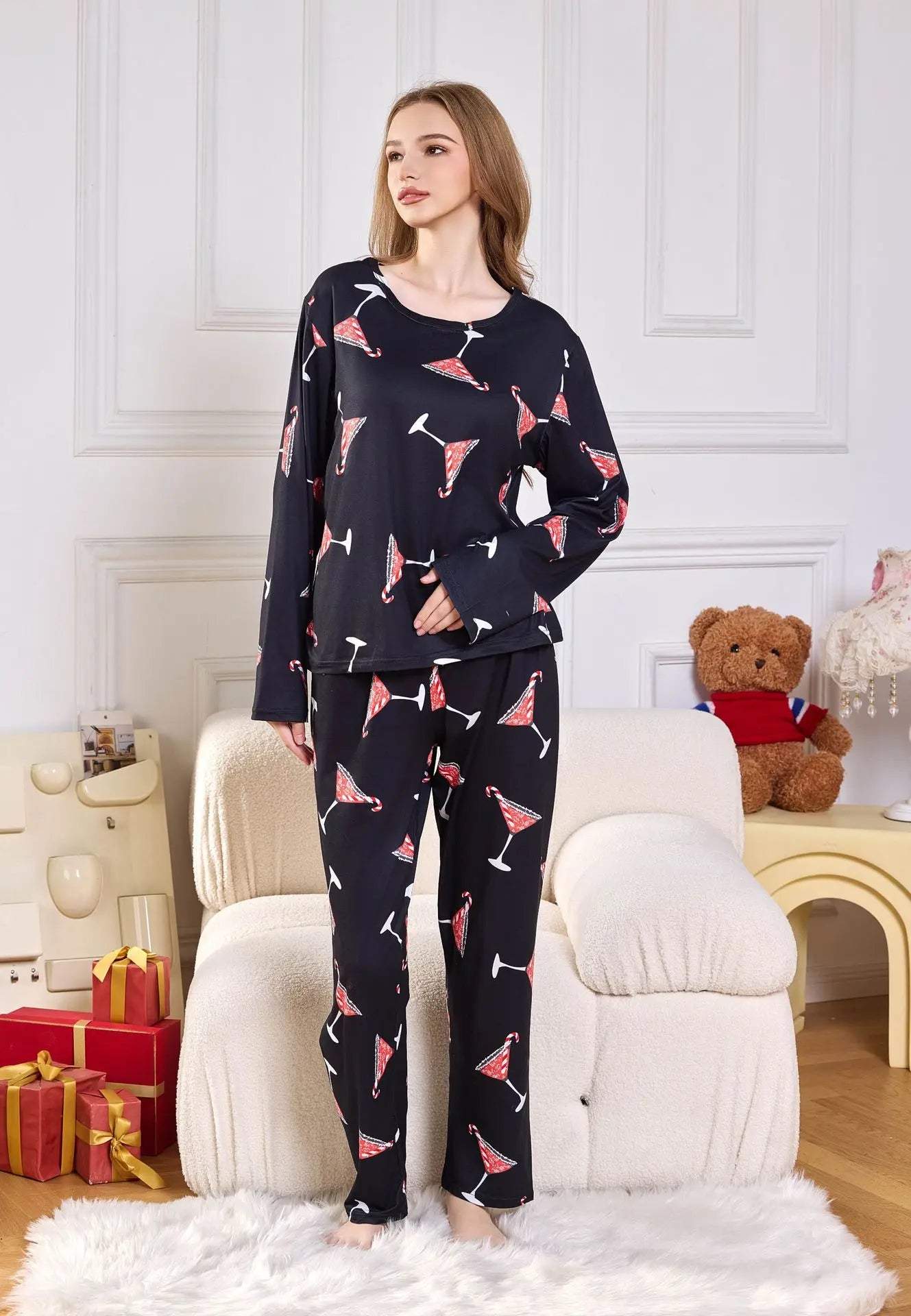Women's Pajamas Comfortable Cartoon Printed Two-piece Set Milk Silk Loungewear