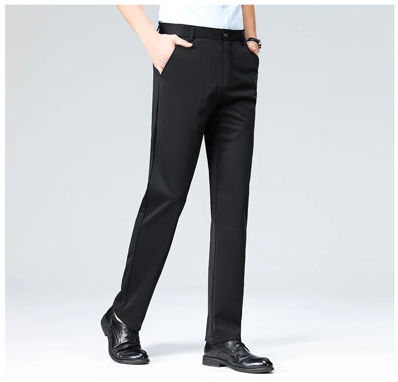 Mens Formal Dress Pants  Business Casual Suit Pants Black Navy Elastic Wrinkle Resistant  Long Pants Daily Work Pants