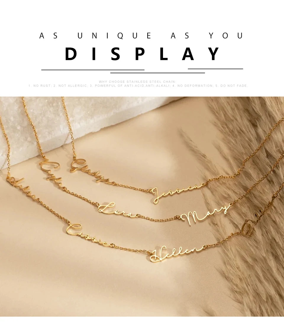 Lemegeton Customized Name Necklace Custom Multiple Name Pendant Stainless Steel Jewelry for Women Girl Personalized Family Gifts