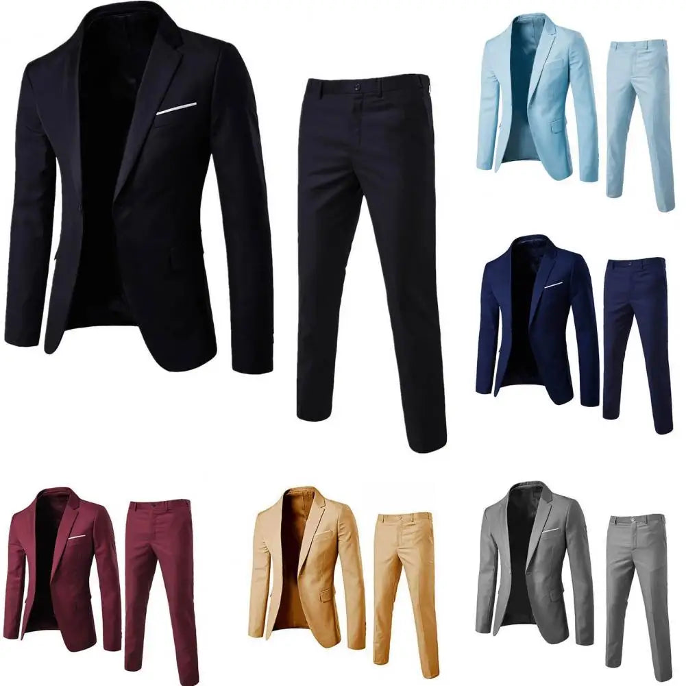 Men Pants Formal 2pcs Suits Men Wedding Prom Suit Slim Fit Business Work Wear Suits Groom Jacket Men Formal Suit Pants