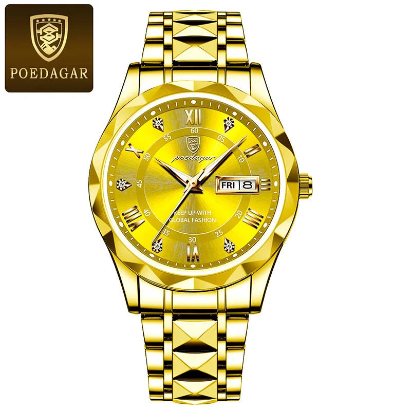 POEDAGAR Watch For Men Top Luxury Quartz Business Stainless Steel Waterproof Night Light Dating Male Watches Reloj Hombre