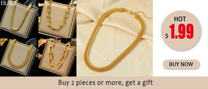 EILIECK 316L Stainless Steel Gold Silver Color Multi Layers Necklace For Women Fashion Waterproof Neck Chain Jewelry Gift Bijoux