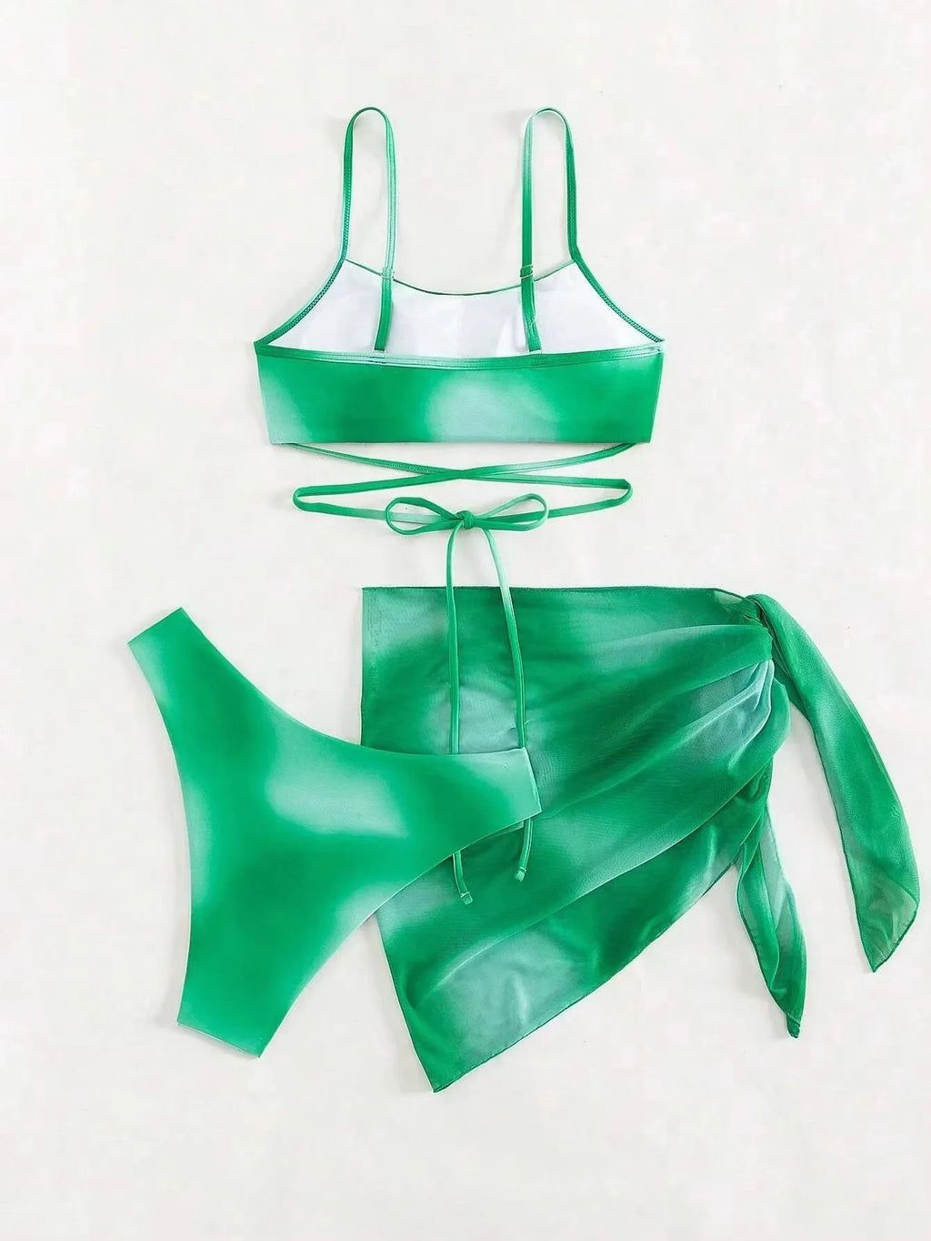 Tie Dye Bikini Swimsuit Women's Three Piece Set Mesh Skirt Split Body Suspender Fashionable Swimsuit Padded Bikini Set Swimwear