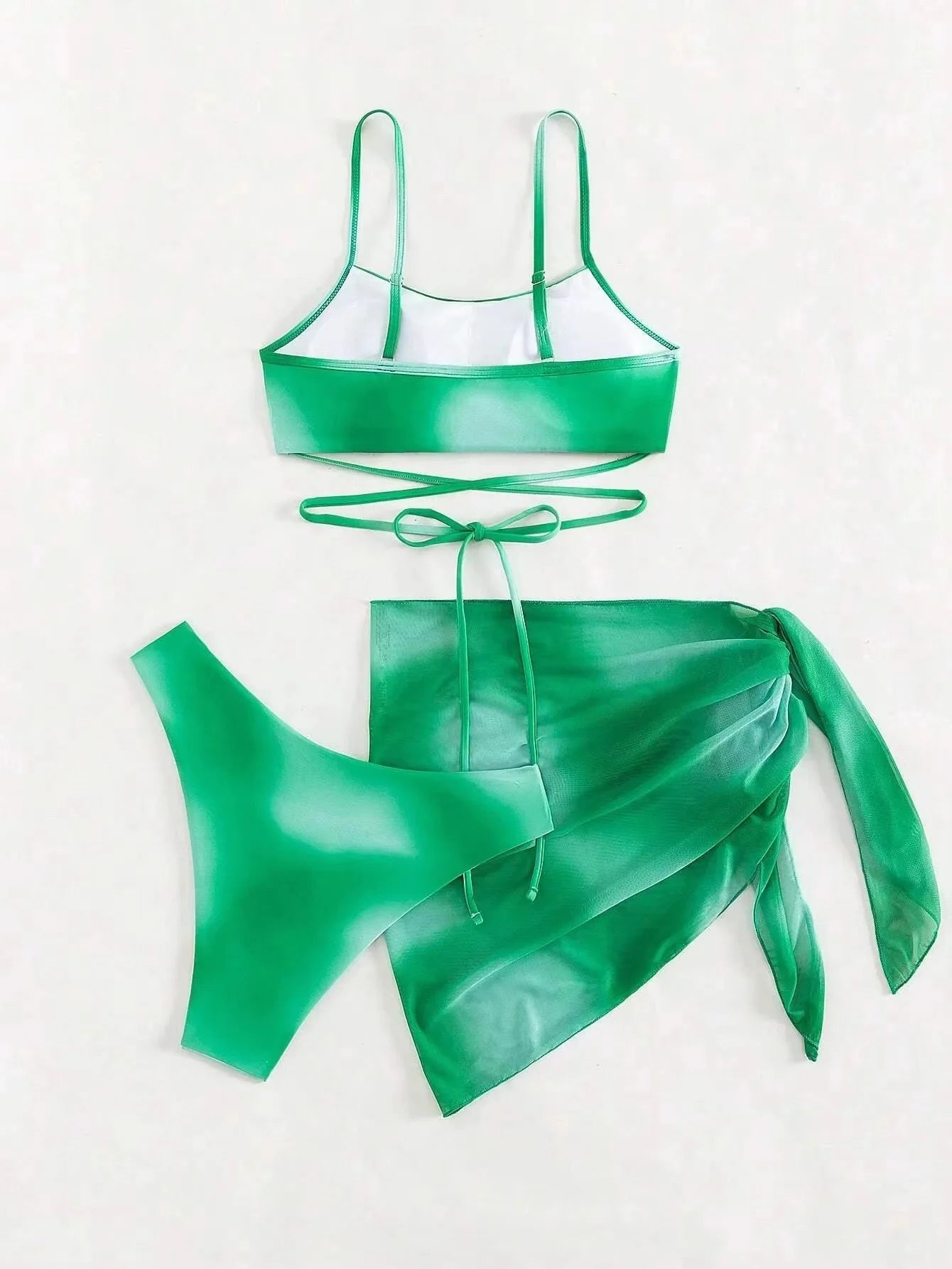 Tie Dye Bikini Swimsuit Women's Three Piece Set Mesh Skirt Split Body Suspender Fashionable Swimsuit Padded Bikini Set Swimwear