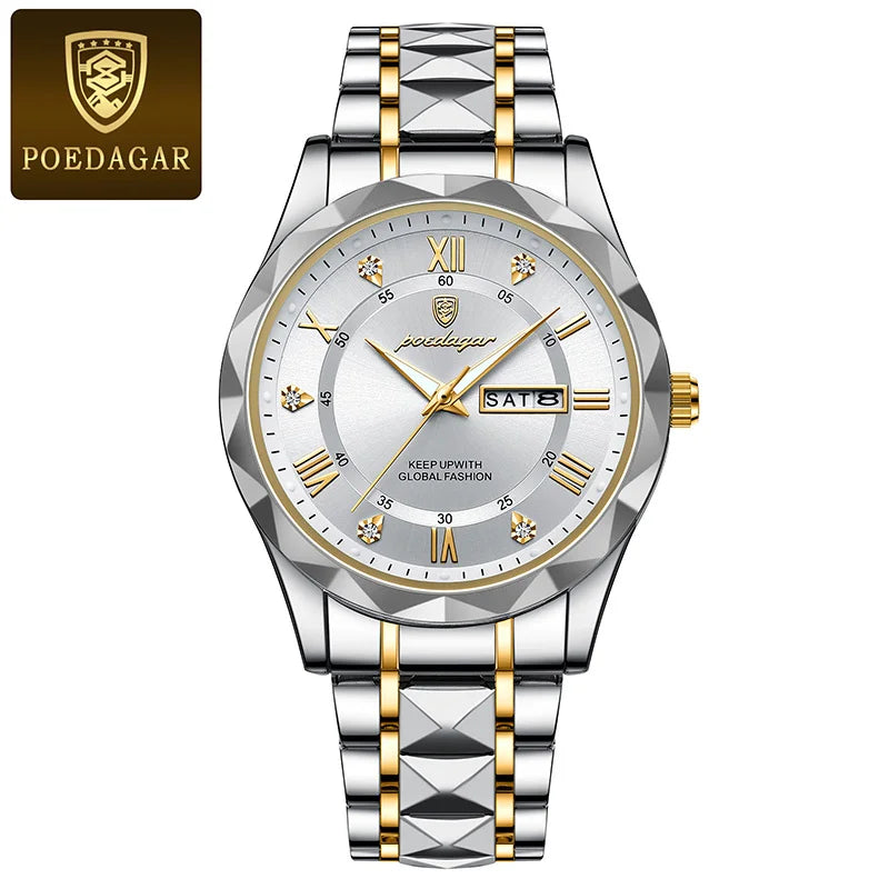 POEDAGAR Watch For Men Top Luxury Quartz Business Stainless Steel Waterproof Night Light Dating Male Watches Reloj Hombre