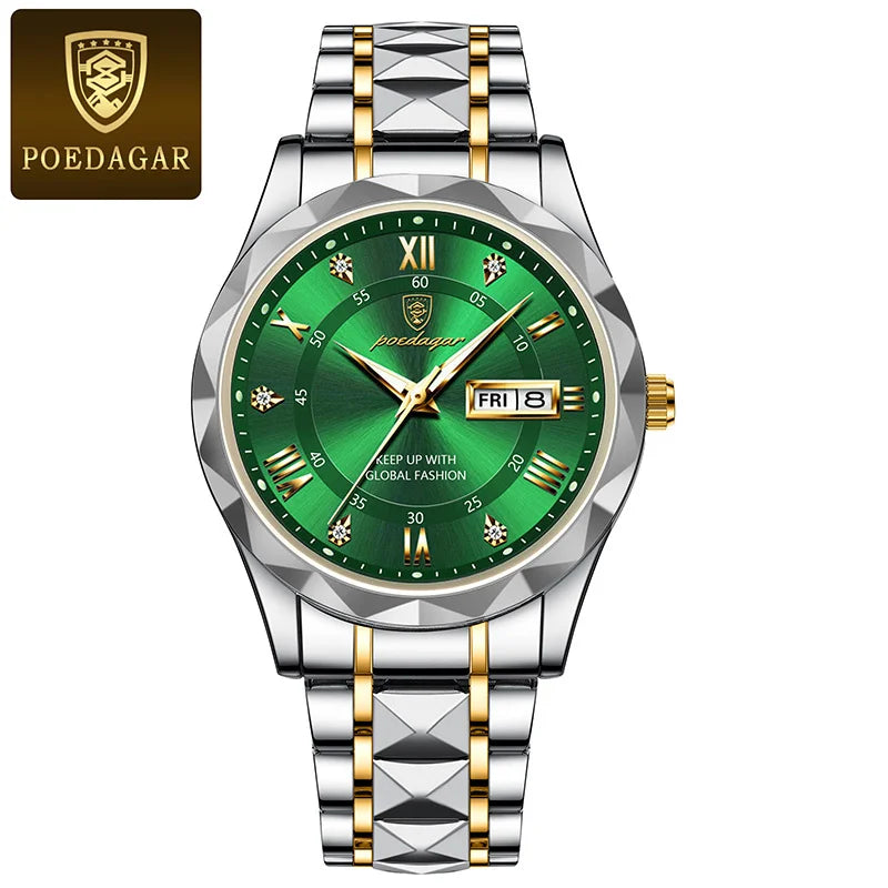POEDAGAR Watch For Men Top Luxury Quartz Business Stainless Steel Waterproof Night Light Dating Male Watches Reloj Hombre
