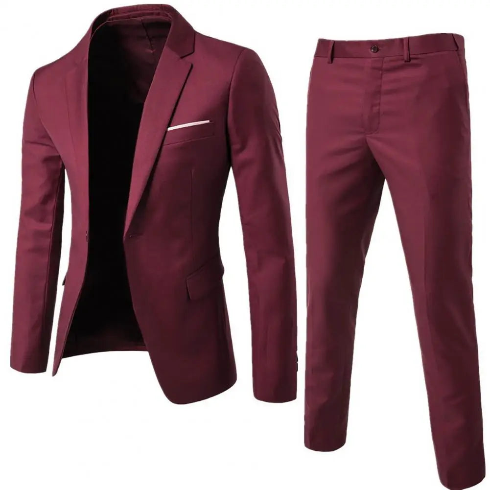 Men Pants Formal 2pcs Suits Men Wedding Prom Suit Slim Fit Business Work Wear Suits Groom Jacket Men Formal Suit Pants