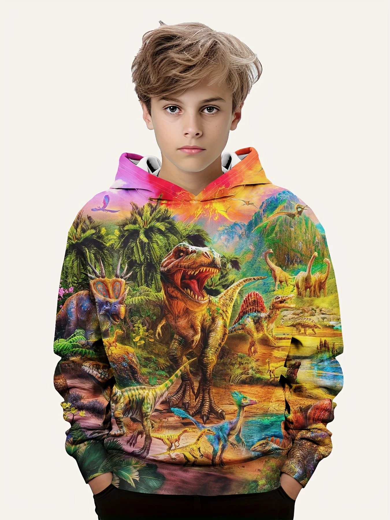 Hoodies Animal Dinosaur Pattern 3D Print Sweatshirts Boys Girls Harajuku Hooded Sweatshirt kids Fashion Coat Children Tracksuits