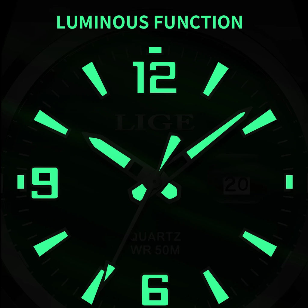 LIGE Luxury Watch Business Waterproof Male Clock Luminous Date Square Quartz Men Watch Montre Pour Hommes reloj hombre +Box