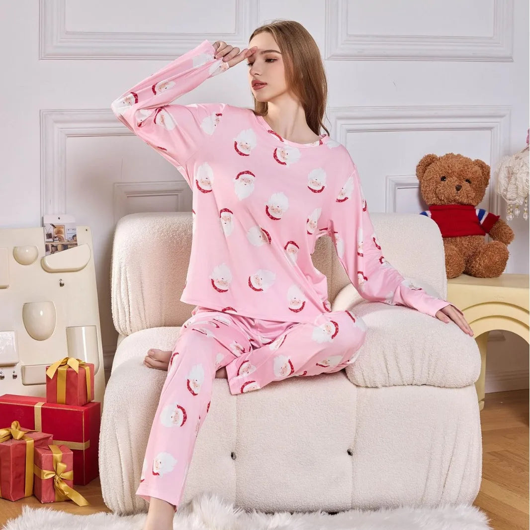 Women's Pajamas Comfortable Cartoon Printed Two-piece Set Milk Silk Loungewear