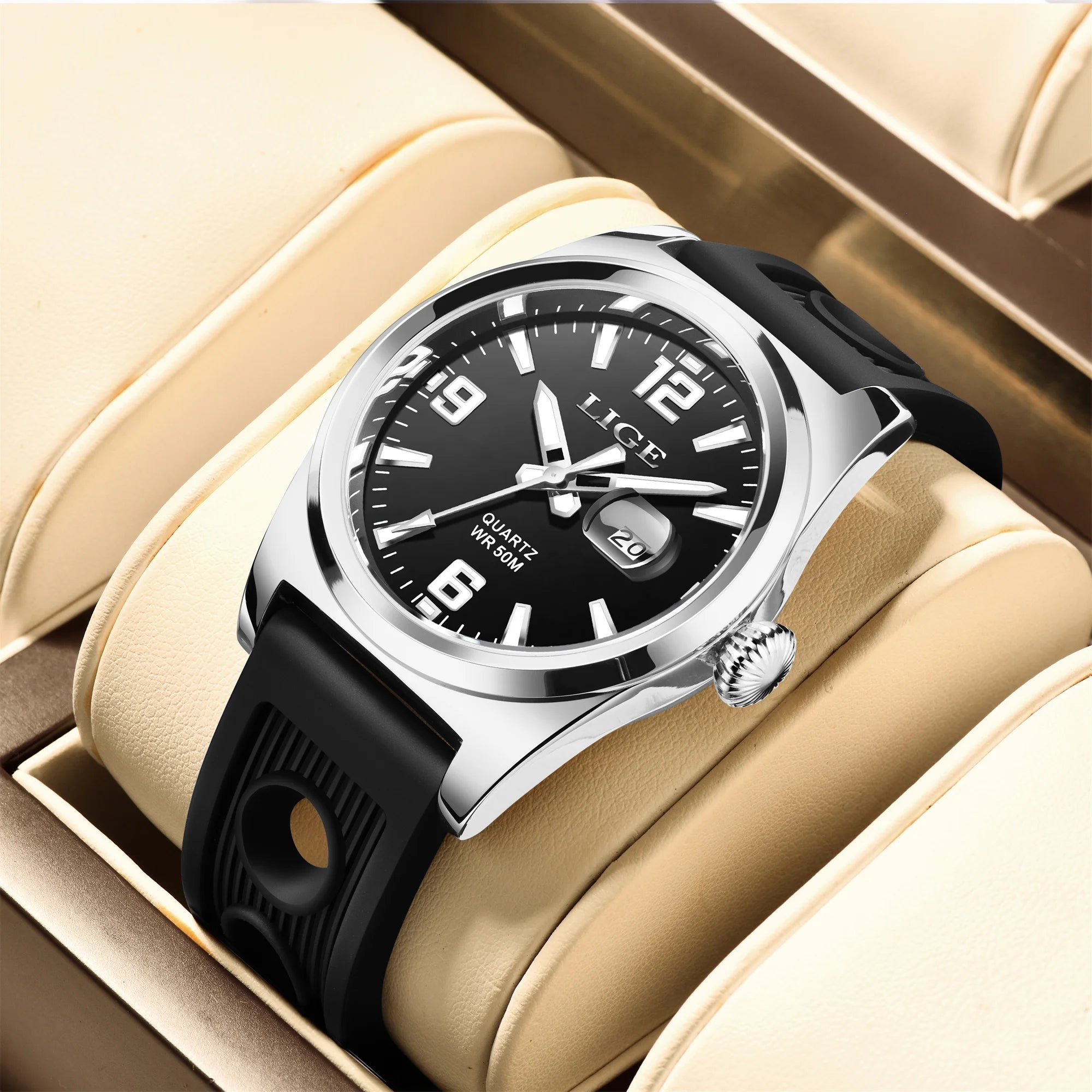 LIGE Luxury Watch Business Waterproof Male Clock Luminous Date Square Quartz Men Watch Montre Pour Hommes reloj hombre +Box