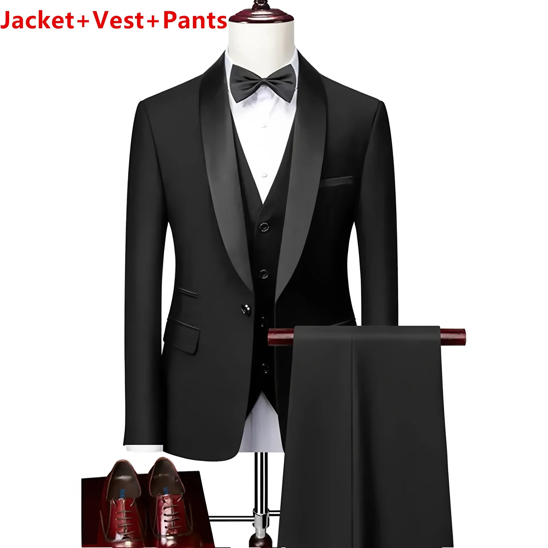 High-end Brand Formal Business Mens Suit Three-piece Groom Wedding Dress Solid Color Suit