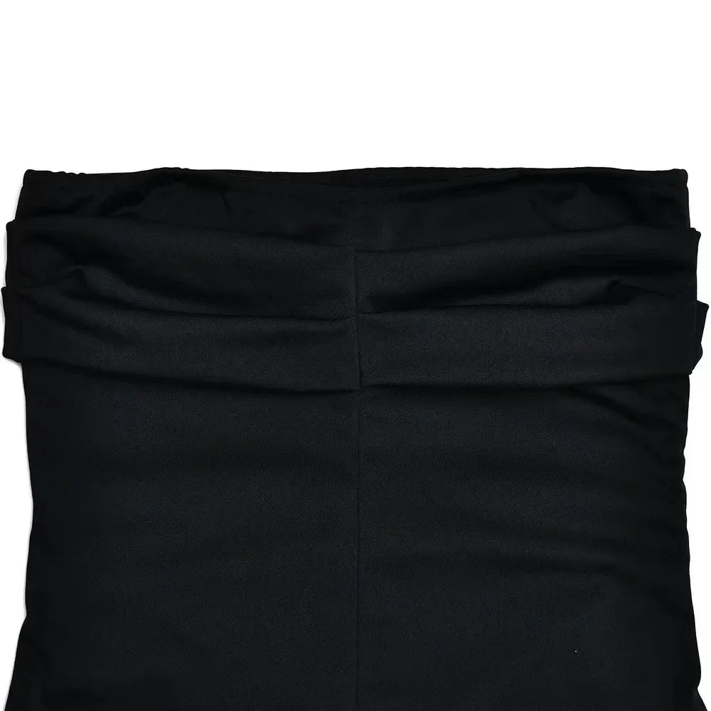 Strapless Backless High Split Maxi Dress For Women Black Off-shoulder Sleeveless Bodycon Club Party Long Dress Clothes