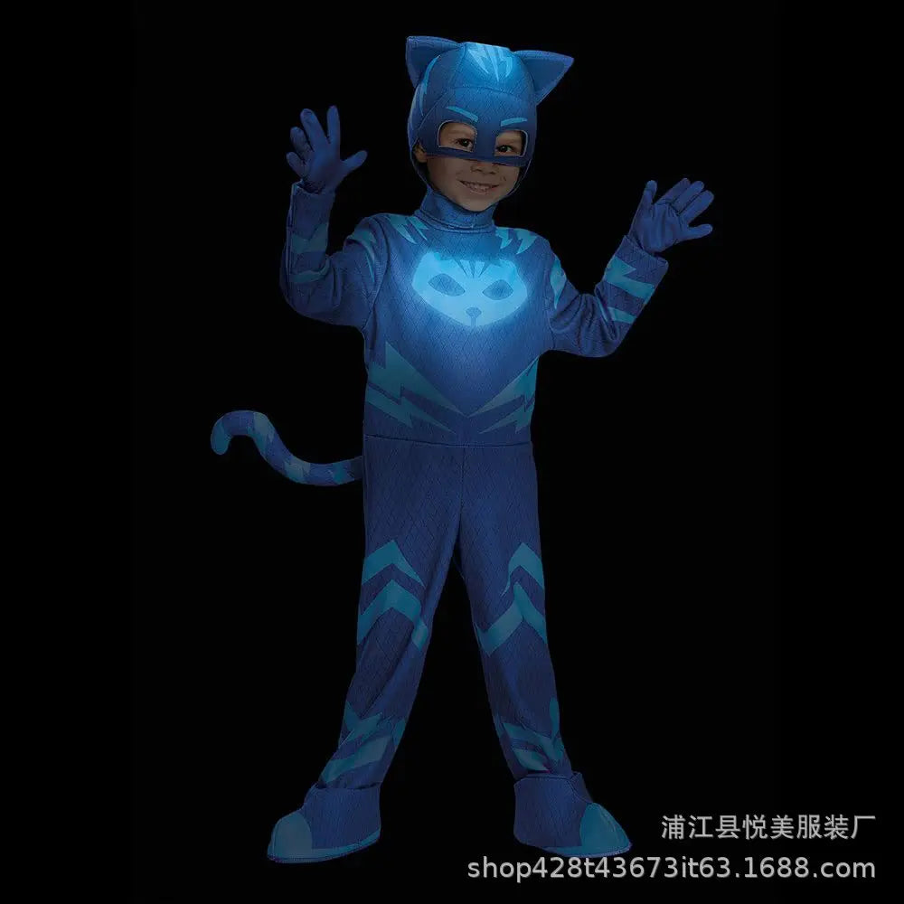 Masked Man Pajamas Llittle Hero COSPLAY Costume Children's Performance Costumes Cat Boy role playing children clothing