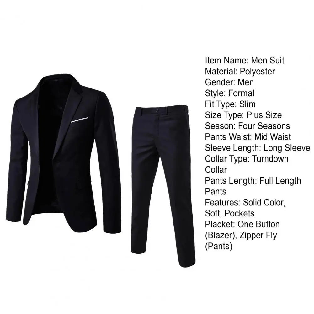Men Pants Formal 2pcs Suits Men Wedding Prom Suit Slim Fit Business Work Wear Suits Groom Jacket Men Formal Suit Pants