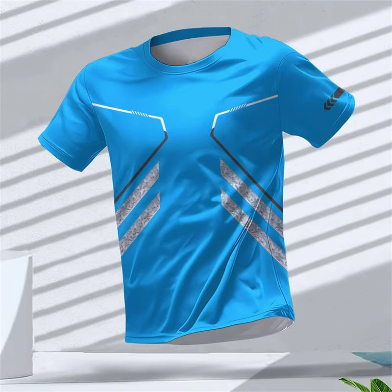 Simple Fashion Sports T-shirts For Men Summer Outdoor Short Sleeve 3D Printed T Shirts Casual Oversized Running Gym Tees Tops