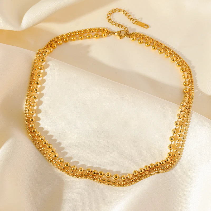 EILIECK 316L Stainless Steel Gold Silver Color Multi Layers Necklace For Women Fashion Waterproof Neck Chain Jewelry Gift Bijoux