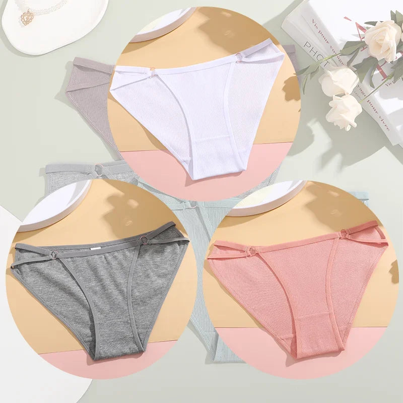 3PCS Women's Panties Sexy Breathable Underwear Comfortable Lingerie Cotton Striped Briefs Fashion Cozy Underpants Sale
