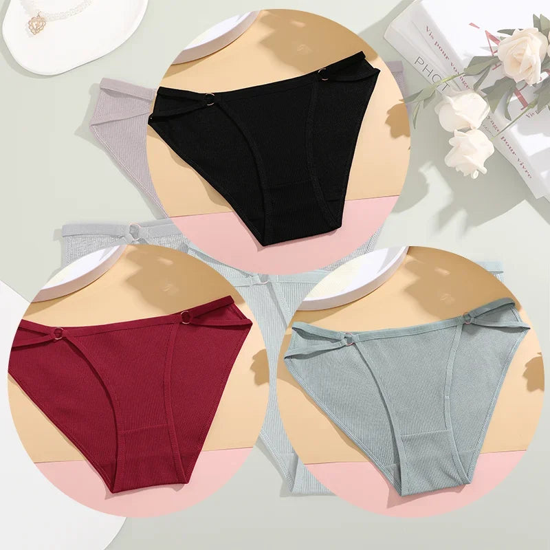 3PCS Women's Panties Sexy Breathable Underwear Comfortable Lingerie Cotton Striped Briefs Fashion Cozy Underpants Sale