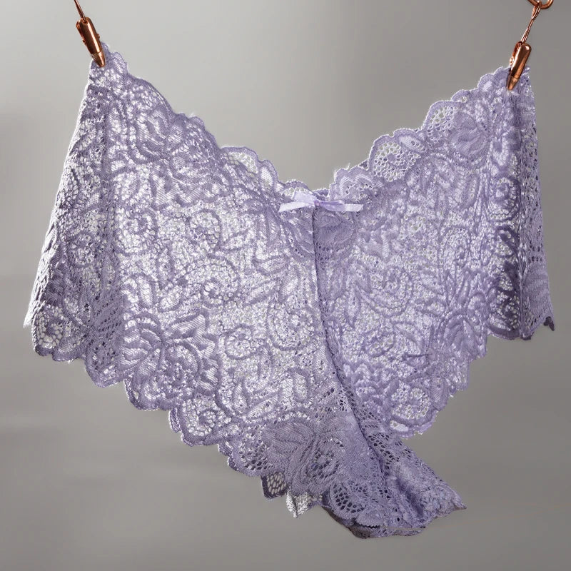 3pcs Sexy Lace Transparent Panties Women Briefs Low Waist Soft Lingerie Comfortable Female Underwear Girls Intimates Panties