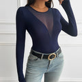 Sexy Deep V Long Sve T-irt Women's Autumn Winter Knitted Patchwork Slim Fit Y2K Crop Top Thiened European Sle