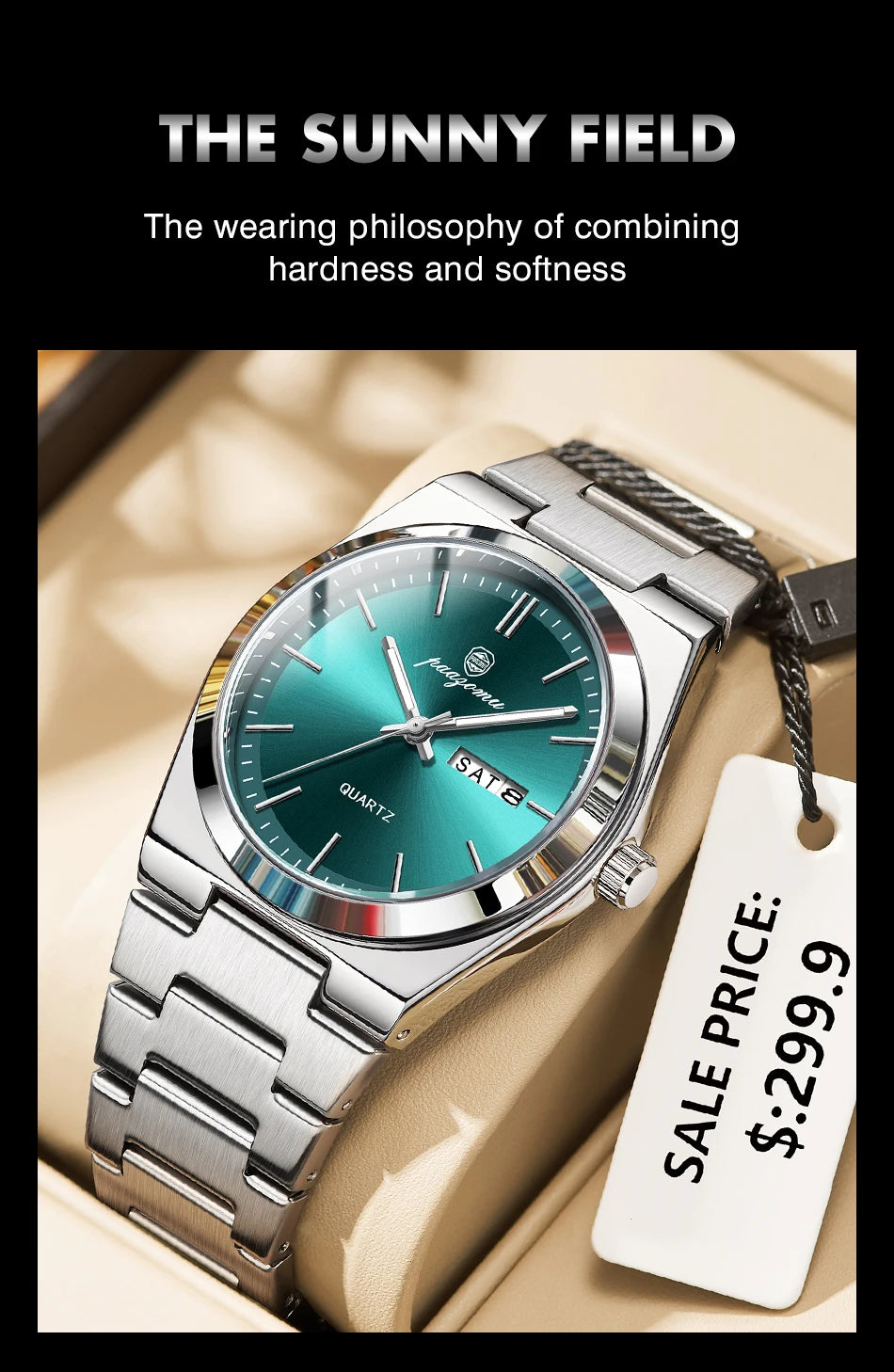 PAAZOMU Luxury Quartz Man Wristwatch Sport Men Watches Waterproof Luminous Date Week Stainless Steel Men's Watch Male Reloj+box