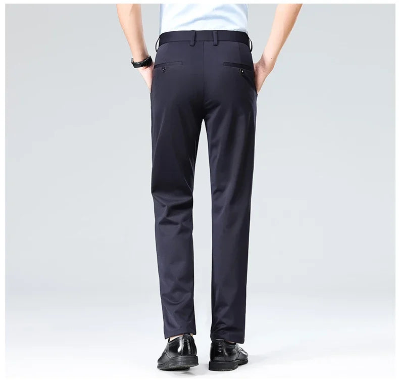 Mens Formal Dress Pants  Business Casual Suit Pants Black Navy Elastic Wrinkle Resistant  Long Pants Daily Work Pants
