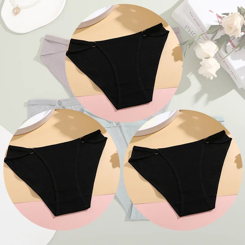 3PCS Women's Panties Sexy Breathable Underwear Comfortable Lingerie Cotton Striped Briefs Fashion Cozy Underpants Sale