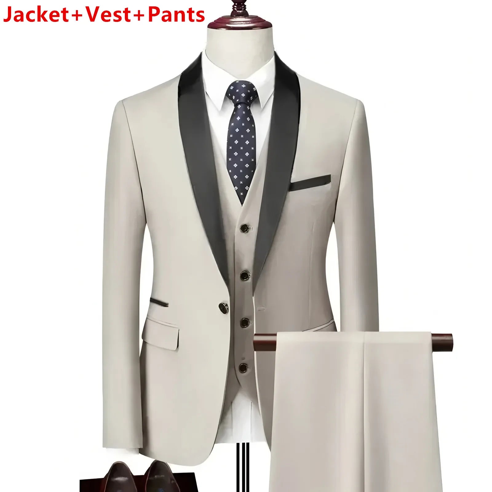 High-end Brand Formal Business Mens Suit Three-piece Groom Wedding Dress Solid Color Suit