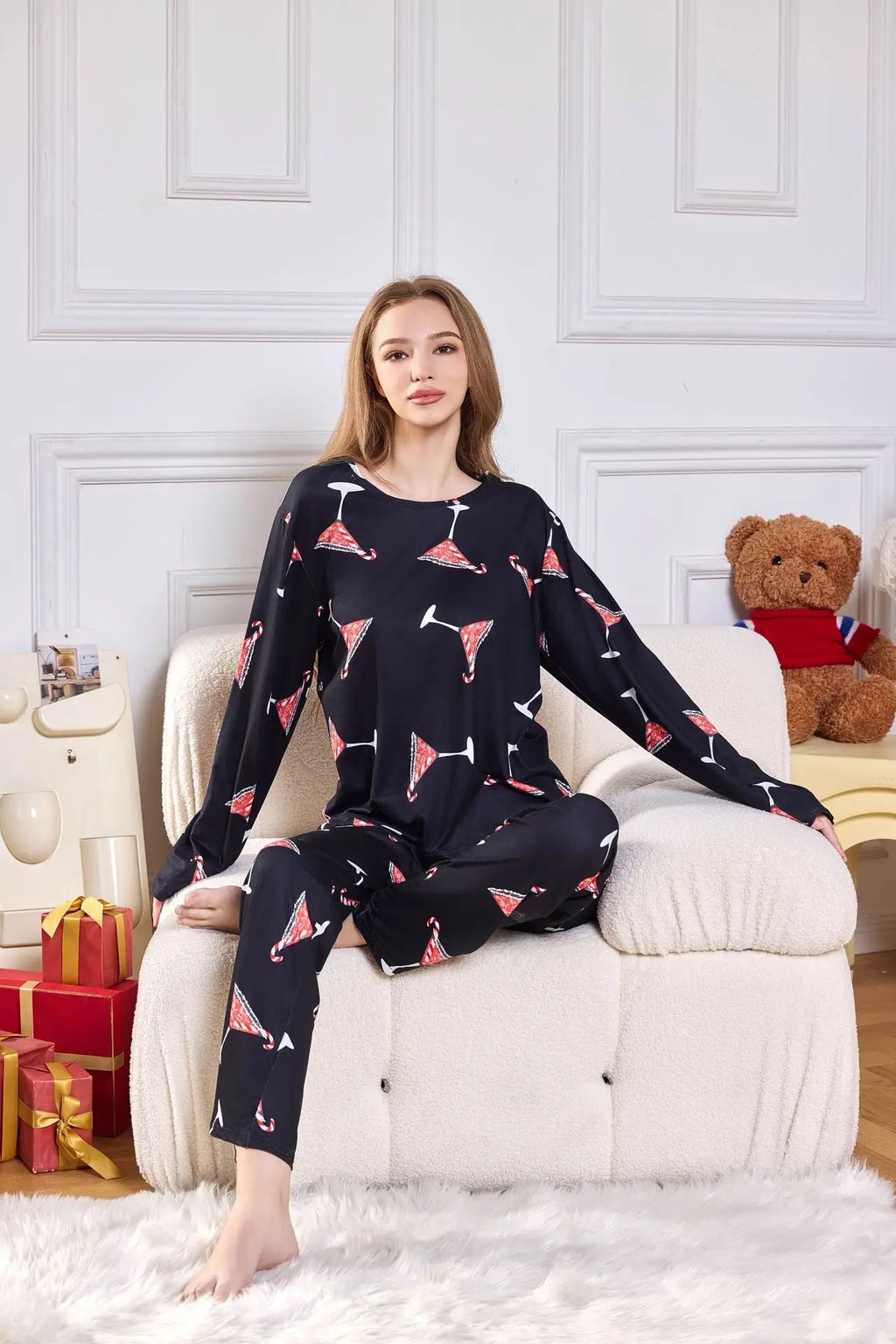 Women's Pajamas Comfortable Cartoon Printed Two-piece Set Milk Silk Loungewear