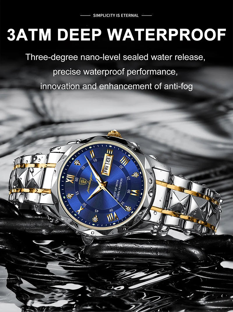 POEDAGAR Watch For Men Top Luxury Quartz Business Stainless Steel Waterproof Night Light Dating Male Watches Reloj Hombre