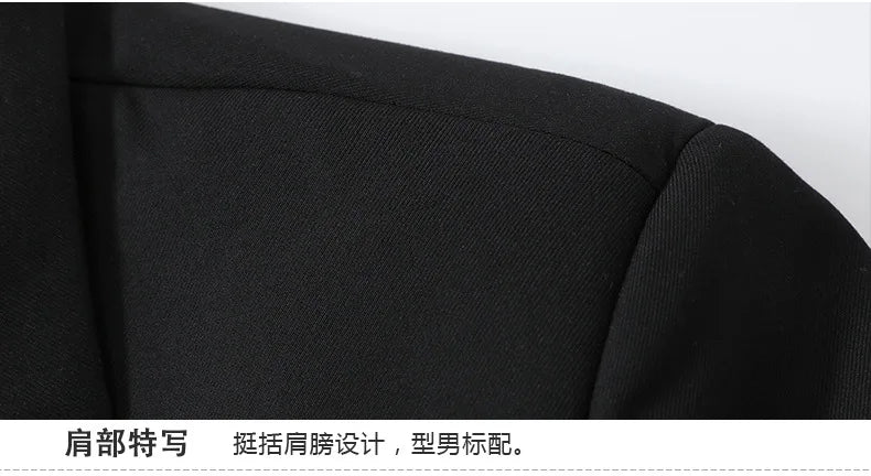 S-7XL Suit (Blazer+vest+pants) Business Dinner Gentleman Slim Gentleman Men British Style Dress Best Man Solid Color Group Suit