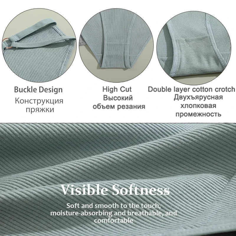 3PCS Women's Panties Sexy Breathable Underwear Comfortable Lingerie Cotton Striped Briefs Fashion Cozy Underpants Sale