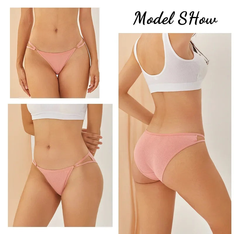 3PCS Women's Panties Sexy Breathable Underwear Comfortable Lingerie Cotton Striped Briefs Fashion Cozy Underpants Sale