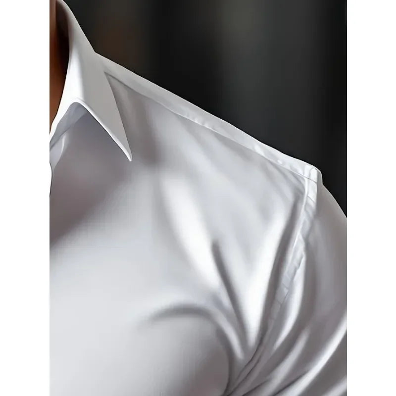 2025 Men's Shirt Brand New Solid Color Long Sleeve Smart Casual Four Season Elastic Male Business Shirts