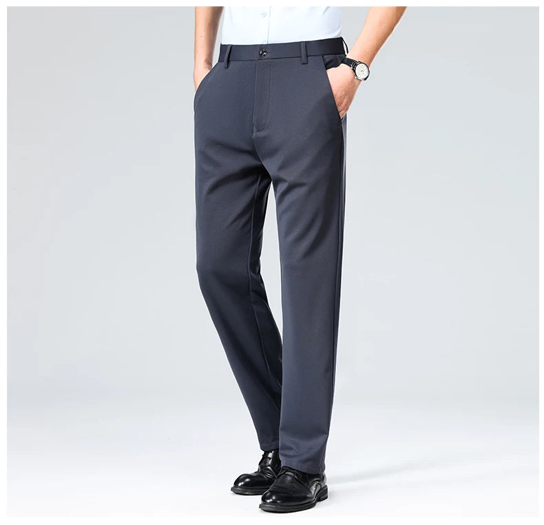 Mens Formal Dress Pants  Business Casual Suit Pants Black Navy Elastic Wrinkle Resistant  Long Pants Daily Work Pants