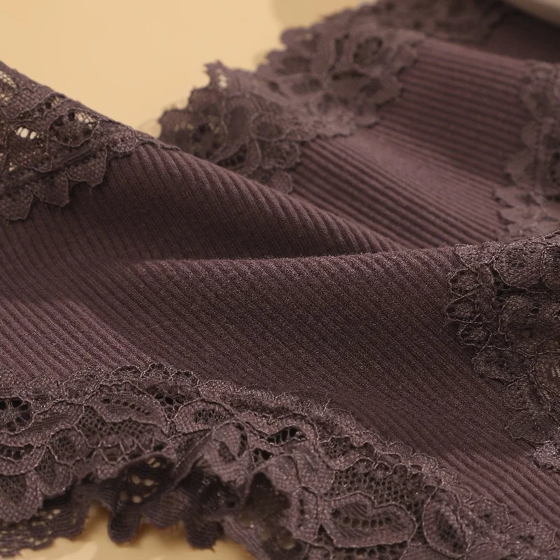 6PCS/Set Sexy Lace Cotton Panties Women Brazilian Panties Ladies Sexy Low Waist Elastic T-Back Bikini Solid Soft Lingerie S-XL