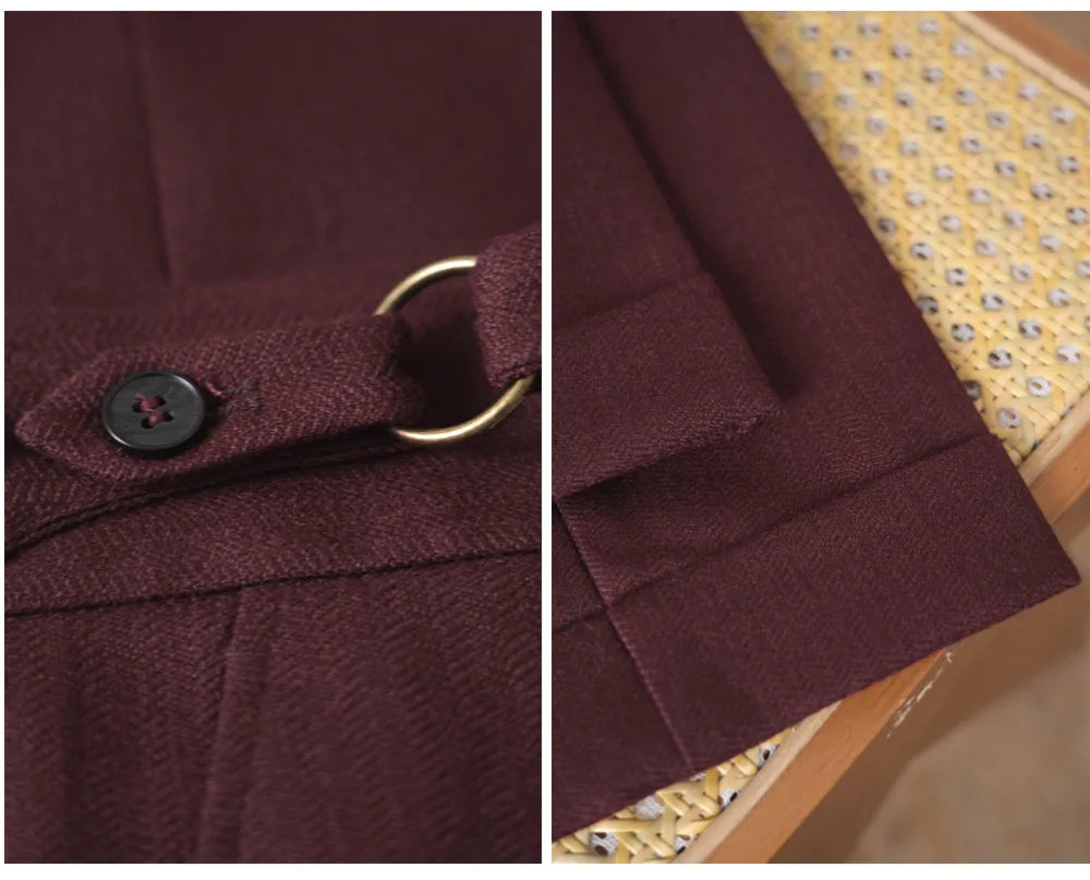 Pantalon Casual Homme Men's Casual Straight High-Waisted Single Pleat Business Suit Trousers Mens Formal Pants Social Trousers