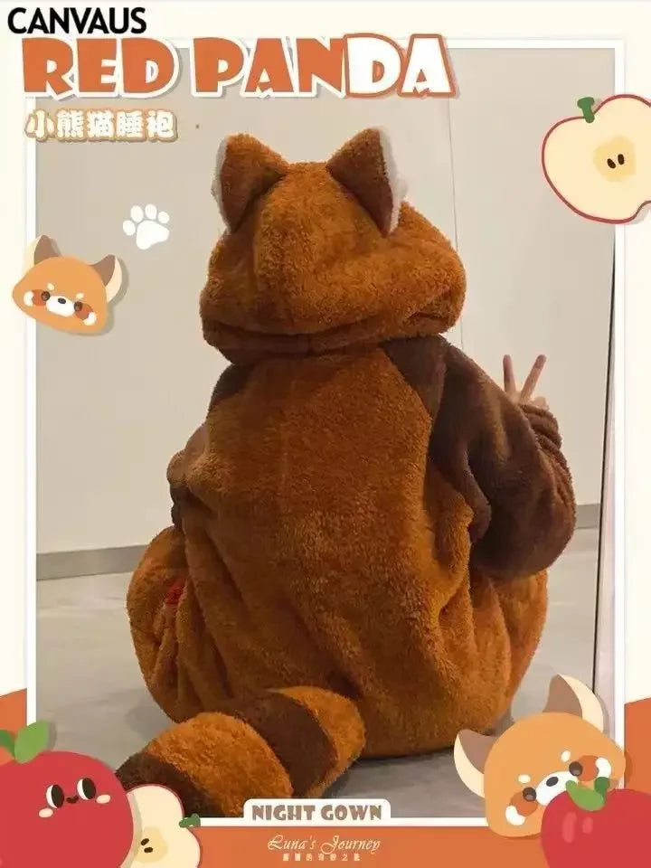 Pyjama de dessin animé pour femme, vêtements de nuit, robe de nuit, cosplay animal, robes épaisses, chaud, maison, hiver, raton